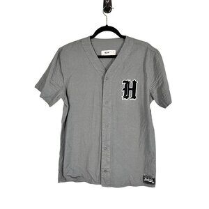 Hollister Baseball Jersey Gray M Shirt Y2K Skater Grunge Classic Preppy Retro